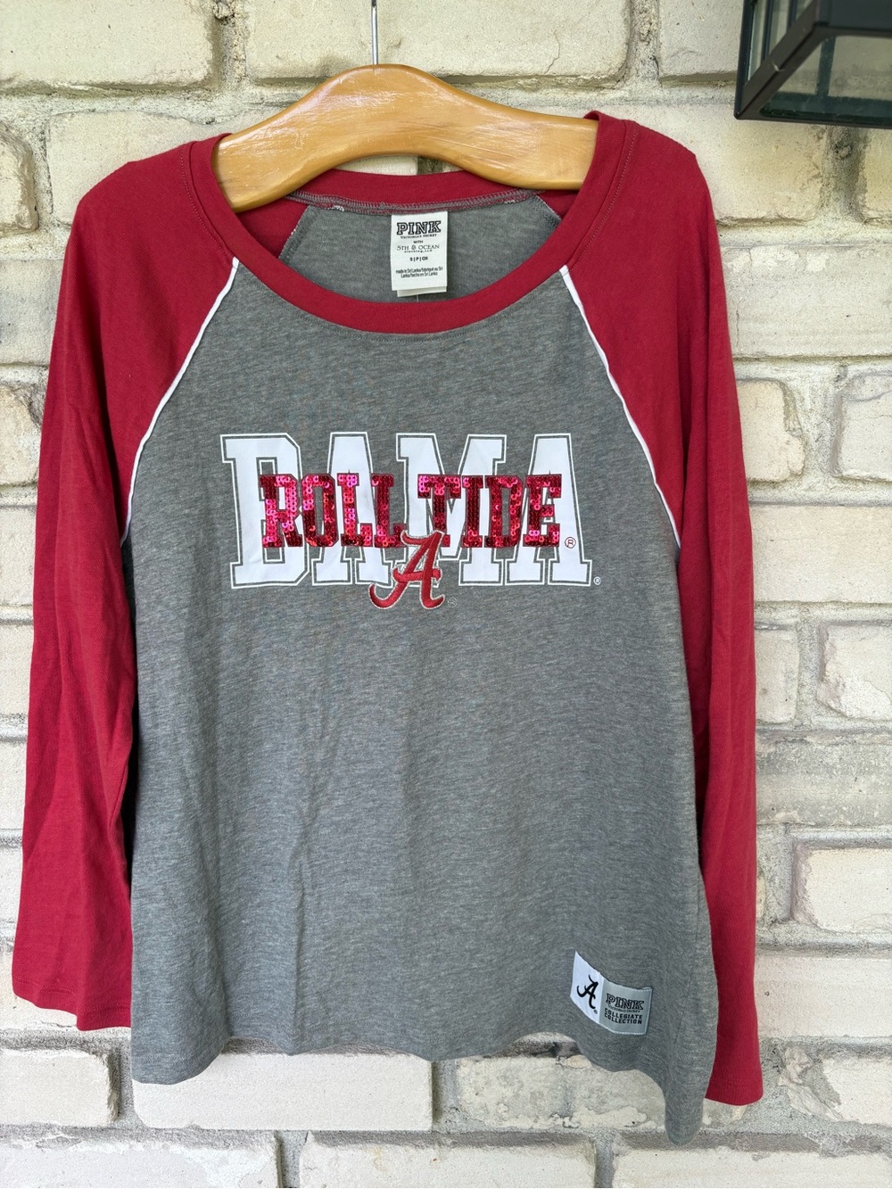 Pink Victoria Secret Alabama roll tide jersey long sleeve with sequins. NWT